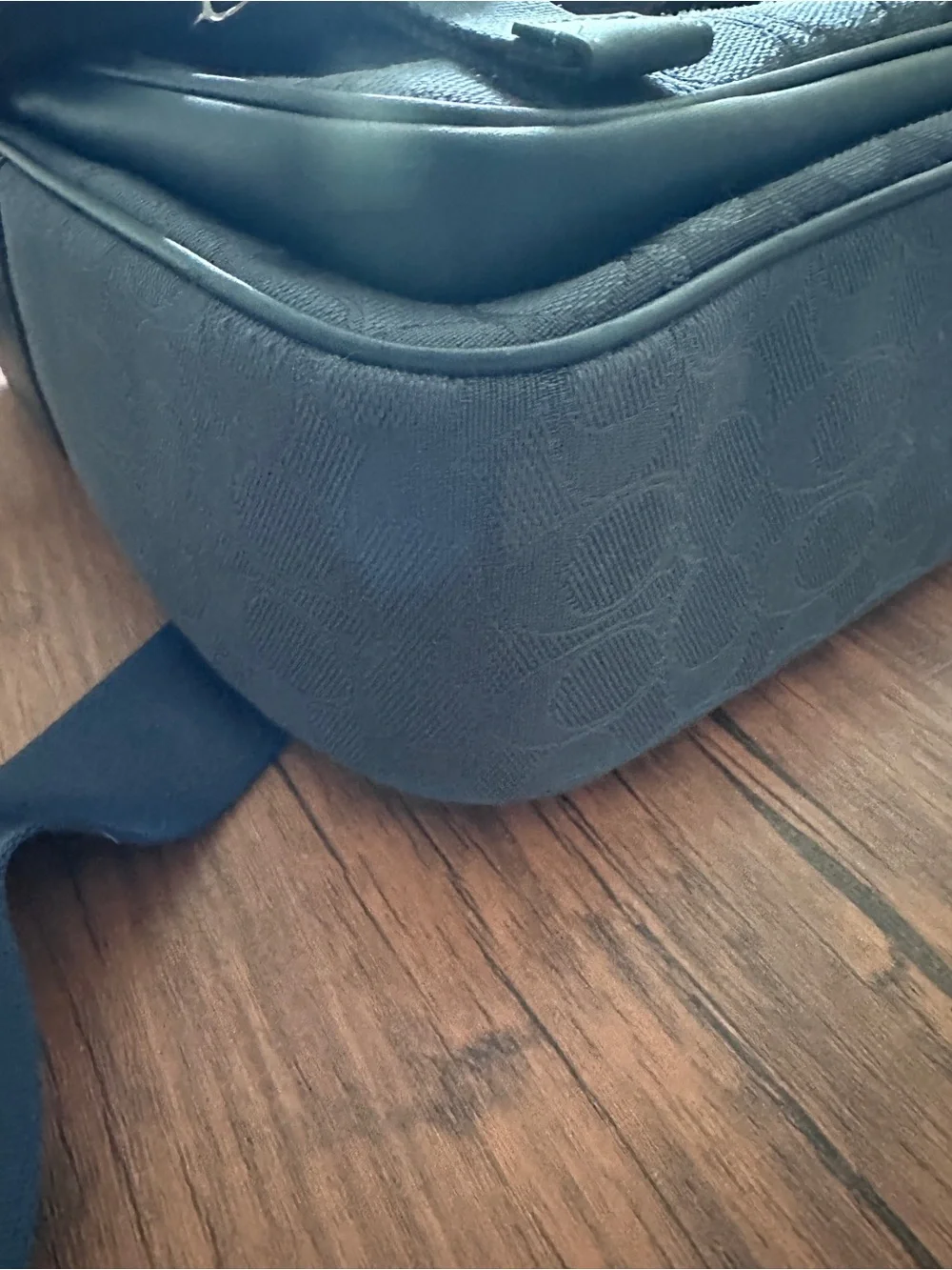 Coach Navy Blue Signature Canvas & Leather Messenger Bag - Coach